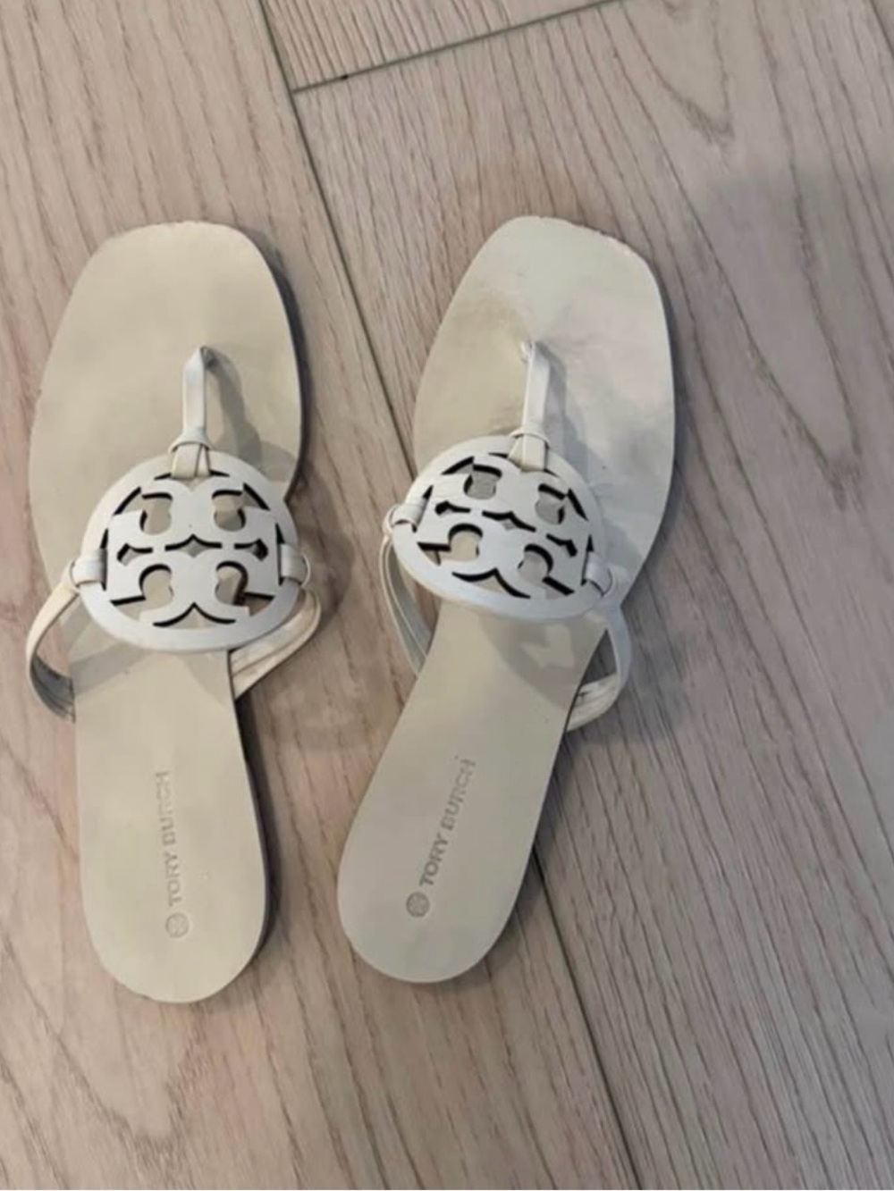 Tory Burch Miller Square Sandals Cream 9.5